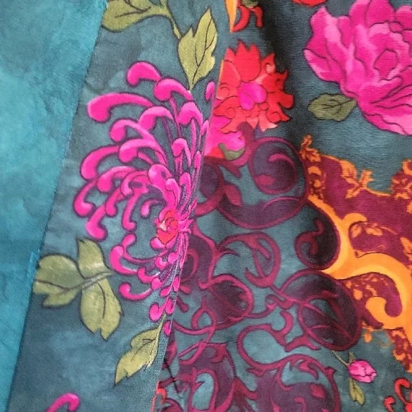 Carole Little Teal green Women's quilted Blazer with bright Floral Lining - Picture 3 of 6